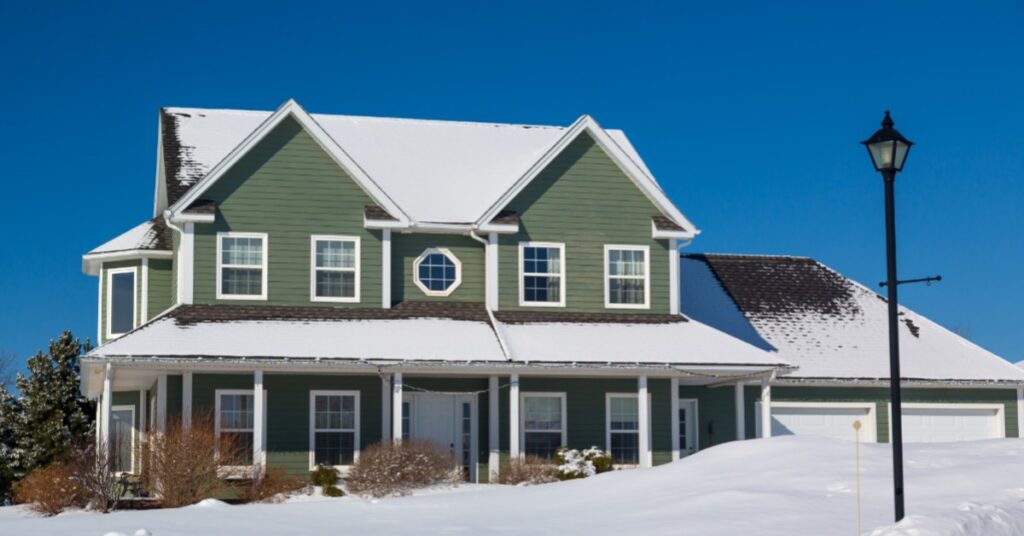 Green house in snow