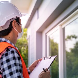 Home inspector inspecting a house