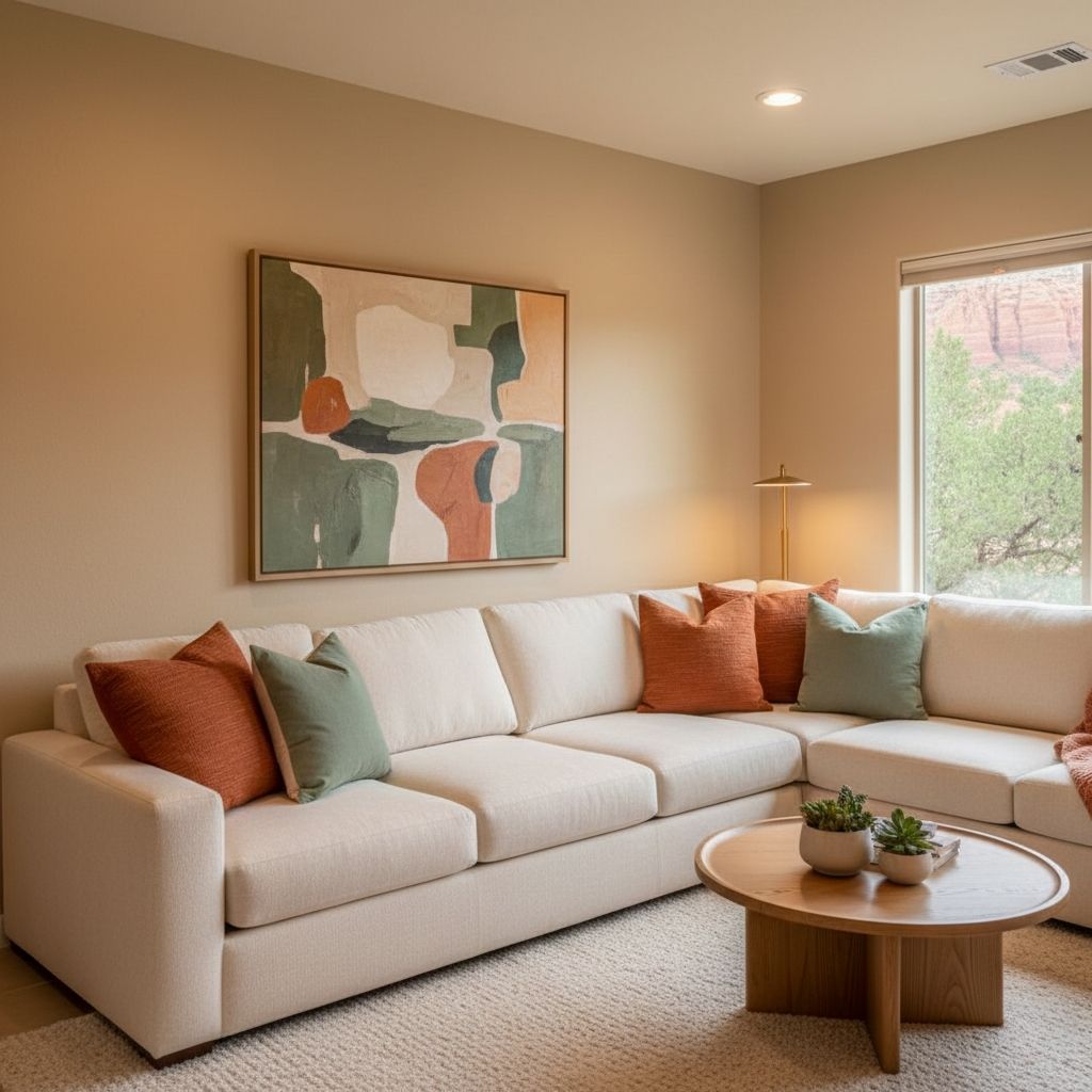 couch with earth tone cushions