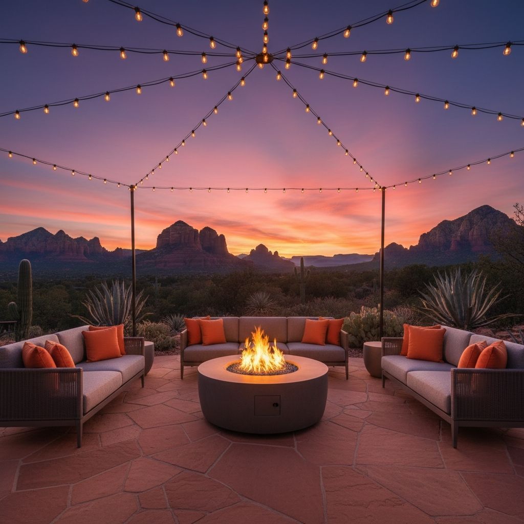 outdoor living area at Sedona sunset